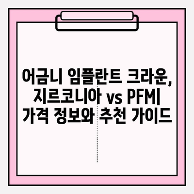 어금니 임플란트 크라운 가격 비교| 지르코니아 vs PFM | 장단점, 가격 정보, 추천 가이드