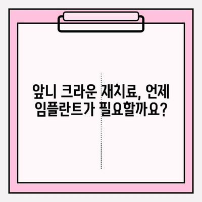 앞니 크라운 재치료 비용| 흔들림, 교체, 발치 즉시 임플란트 | 크라운 재치료 가격, 임플란트 비용, 앞니 흔들림 해결