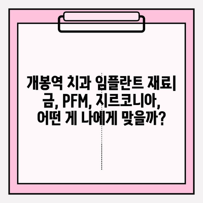 개봉역 치과 임플란트 재료 선택 가이드| 금, PFM, 지르코니아 비교 | 임플란트 종류, 장단점, 가격