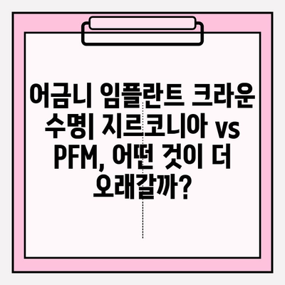 어금니 임플란트 크라운 가격 비교| 지르코니아 vs PFM | 장단점, 가격, 수명 비교 분석