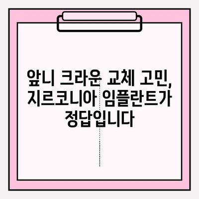 앞니 크라운 흔들림, 이제 지르코니아 임플란트로 해결하세요 | 앞니 크라운 교체, 흔들림 문제, 지르코니아 임플란트