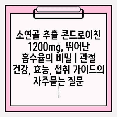 소연골 추출 콘드로이친 1200mg, 뛰어난 흡수율의 비밀 | 관절 건강, 효능, 섭취 가이드