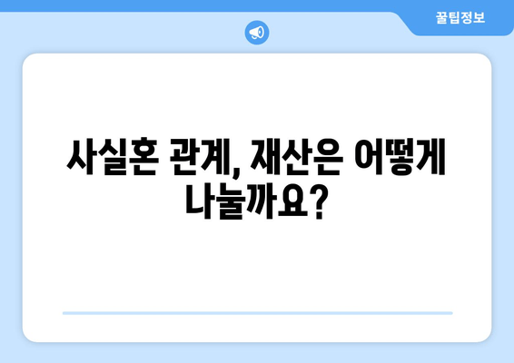 사실혼 재산 분할 갈등, 법적 복잡성을 극복하는 길 | 사실혼, 재산분할, 소송, 변호사, 법률 상담