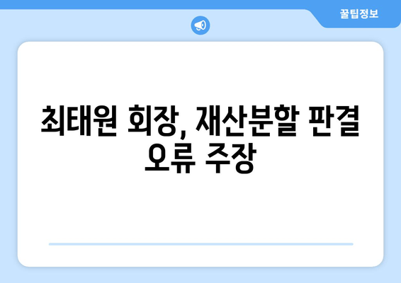 최태원 회장, 재산분할 판결 오류 상고 예정 | SK, 노소영, 이혼 소송, 재산 분할