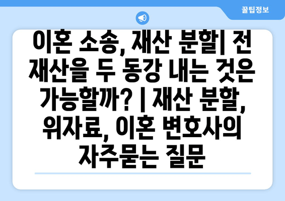 이혼 소송, 재산 분할| 전 재산을 두 동강 내는 것은 가능할까? | 재산 분할, 위자료, 이혼 변호사
