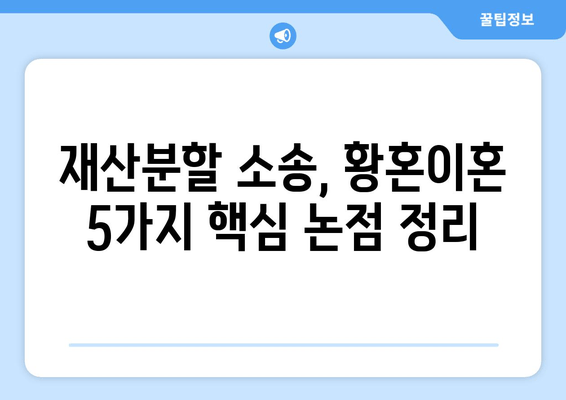 황혼이혼 재산분할 소송, 놓치면 손해! 핵심 논점 5가지 정리 | 재산분할, 이혼소송, 법률 정보