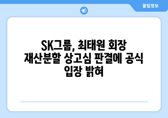 최태원 회장 상고심 재산분할 판결, SK그룹 공식 입장 발표 | 재산분할, 상고심, 최태원, SK