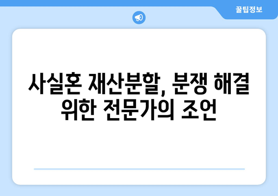 사실혼 재산분할 분쟁, 법적 대응으로 문제 해결하기 |  분쟁 해결, 재산분할, 소송, 법률 상담, 변호사