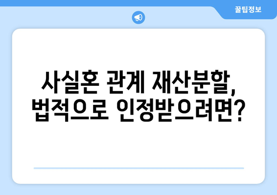 사실혼 관계 재산분할, 변호사가 알려주는 갈등 해결 지침 | 재산분할, 위자료, 법률 상담, 소송