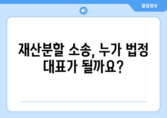 재산분할 소송, 누가 법적 대표자를 맡아야 할까요? | 재산분할, 법적 대표자, 소송 준비, 변호사 선임