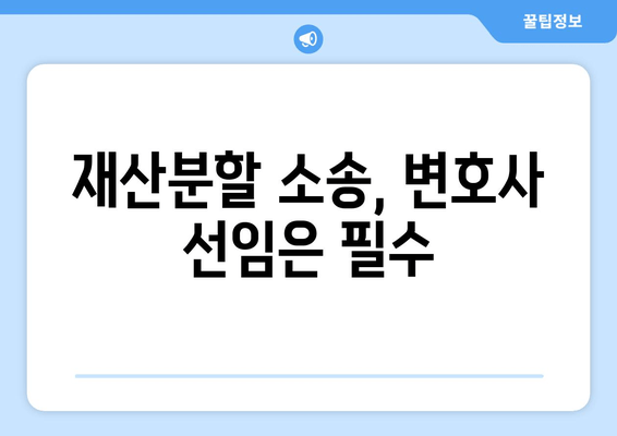 재산분할 소송, 누가 법적 대표자를 맡아야 할까요? | 재산분할, 법적 대표자, 소송 준비, 변호사 선임