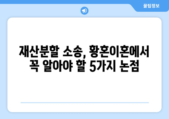 황혼이혼 재산분할 소송, 놓치면 손해! 핵심 논점 5가지 정리 | 재산분할, 이혼소송, 법률 정보