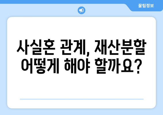 사실혼 재산분할 분쟁, 법적 대응으로 문제 해결하기 |  분쟁 해결, 재산분할, 소송, 법률 상담, 변호사