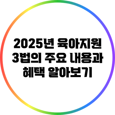 2025년 육아지원 3법의 주요 내용과 혜택 알아보기