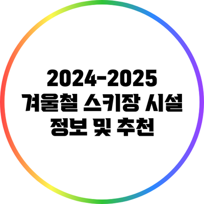 2024-2025 겨울철 스키장 시설 정보 및 추천