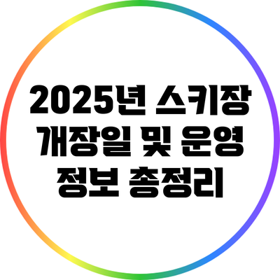 2025년 스키장 개장일 및 운영 정보 총정리