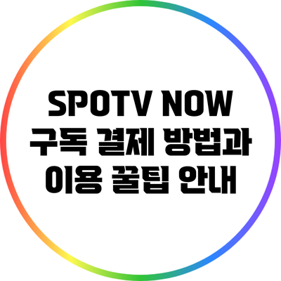 SPOTV NOW 구독 결제 방법과 이용 꿀팁 안내