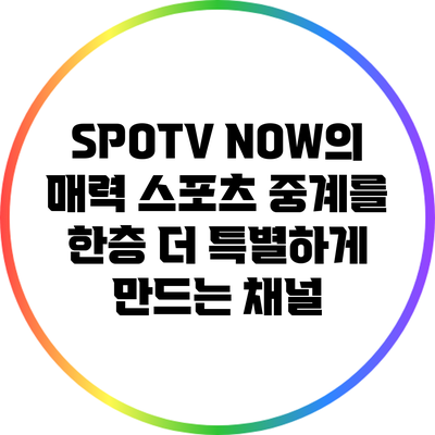 SPOTV NOW의 매력: 스포츠 중계를 한층 더 특별하게 만드는 채널