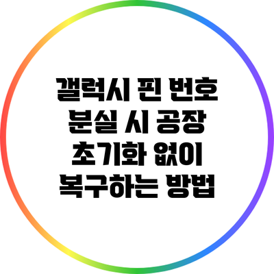 갤럭시 핀 번호 분실 시 공장 초기화 없이 복구하는 방법