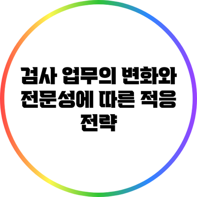 검사 업무의 변화와 전문성에 따른 적응 전략