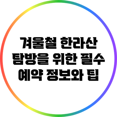 겨울철 한라산 탐방을 위한 필수 예약 정보와 팁