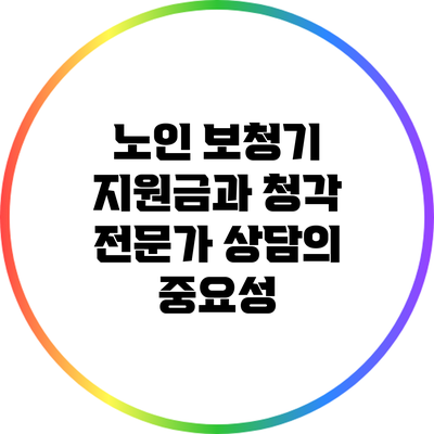 노인 보청기 지원금과 청각 전문가 상담의 중요성