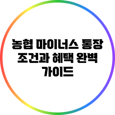 농협 마이너스 통장 조건과 혜택 완벽 가이드