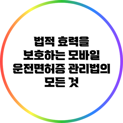 법적 효력을 보호하는 모바일 운전면허증 관리법의 모든 것