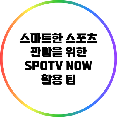스마트한 스포츠 관람을 위한 SPOTV NOW 활용 팁