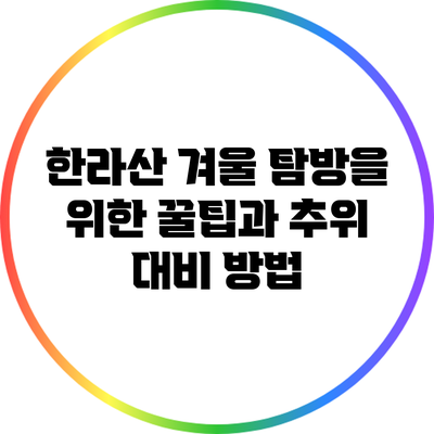 한라산 겨울 탐방을 위한 꿀팁과 추위 대비 방법