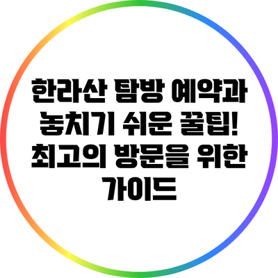 한라산 탐방 예약과 놓치기 쉬운 꿀팁! 최고의 방문을 위한 가이드