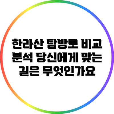 한라산 탐방로 비교 분석: 당신에게 맞는 길은 무엇인가요?