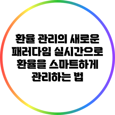 환율 관리의 새로운 패러다임: 실시간으로 환율을 스마트하게 관리하는 법
