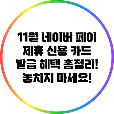 11월 네이버 페이 제휴 신용 카드 발급 혜택 총정리! 놓치지 마세요!