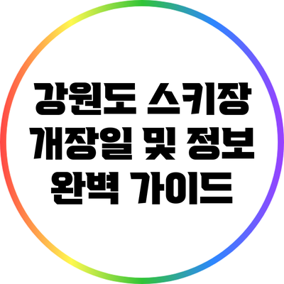 강원도 스키장 개장일 및 정보 완벽 가이드