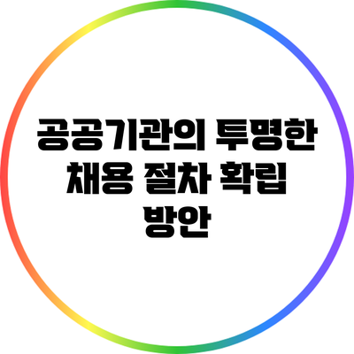 공공기관의 투명한 채용 절차 확립 방안
