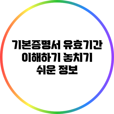 기본증명서 유효기간 이해하기: 놓치기 쉬운 정보