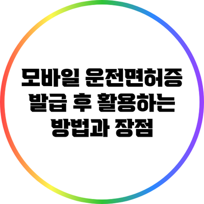모바일 운전면허증 발급 후 활용하는 방법과 장점