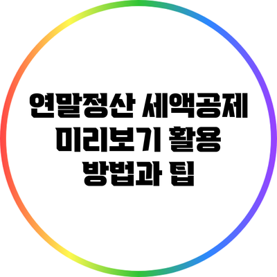 연말정산 세액공제 미리보기: 활용 방법과 팁