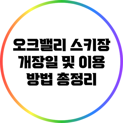 오크밸리 스키장 개장일 및 이용 방법 총정리