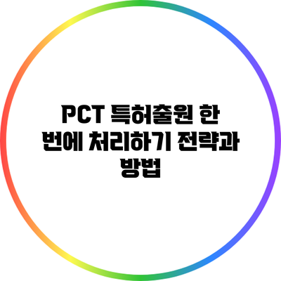 PCT 특허출원 한 번에 처리하기: 전략과 방법