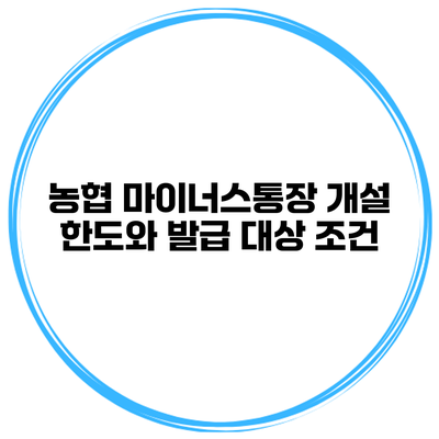 농협 마이너스통장 개설 한도와 발급 대상 조건