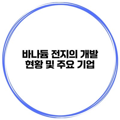 바나듐 전지의 개발 현황 및 주요 기업
