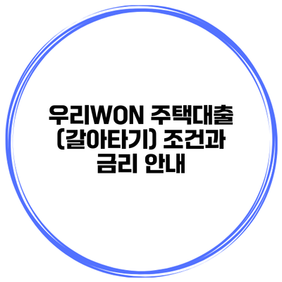 우리WON 주택대출 (갈아타기) 조건과 금리 안내